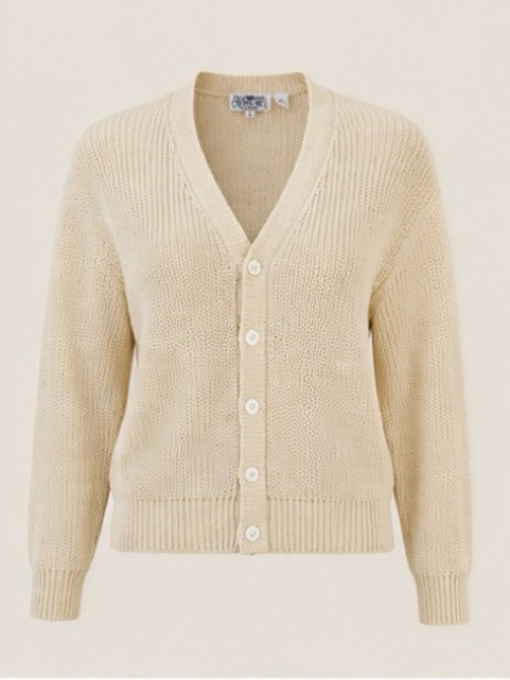 VTG Silk cotton blend Cream button up coastal cardigan fisherman’s knit Sweater